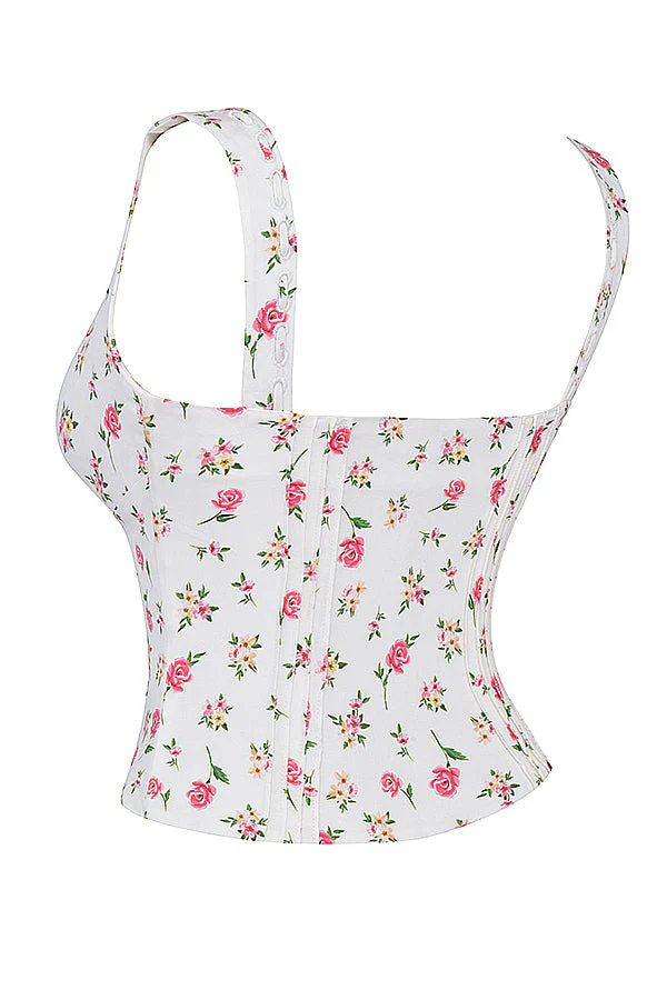 Ladies Corset Top - Tailored Fit - Floral Pattern - Sleeveless Structured Design - Image 10