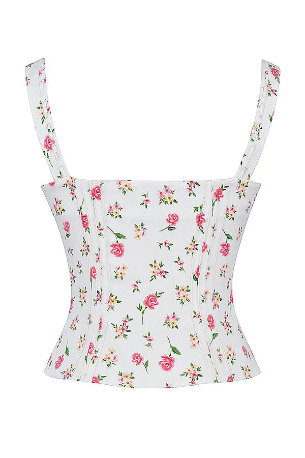 Ladies Corset Top - Tailored Fit - Floral Pattern - Sleeveless Structured Design - Image 9