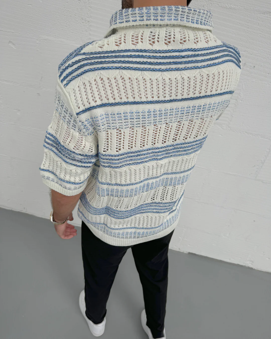 Men's Blue Ocean Oversized Polo - Image 3