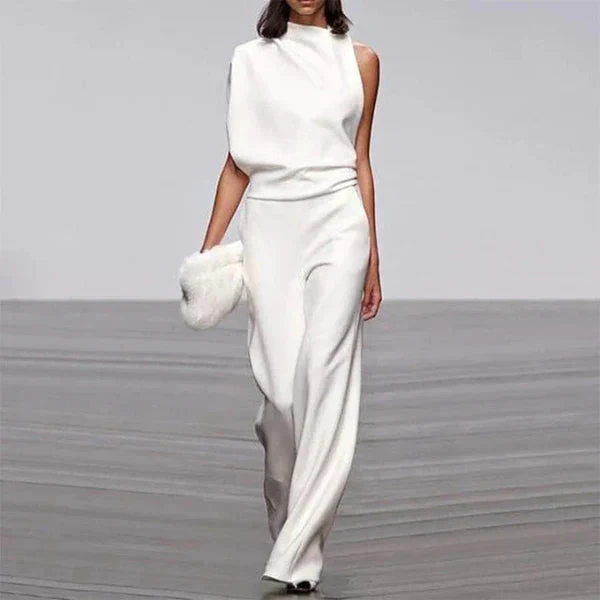 Ladies Jumpsuit - One Shoulder - Fitted Model - Wide Legs - Elegant Design - Image 2