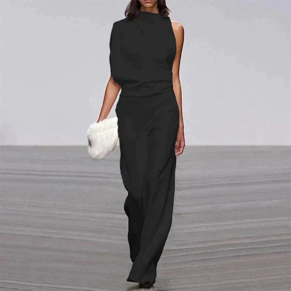 Ladies Jumpsuit - One Shoulder - Fitted Model - Wide Legs - Elegant Design - Image 4