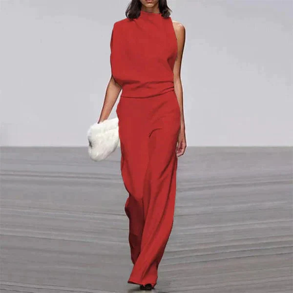 Ladies Jumpsuit - One Shoulder - Fitted Model - Wide Legs - Elegant Design - Image 5