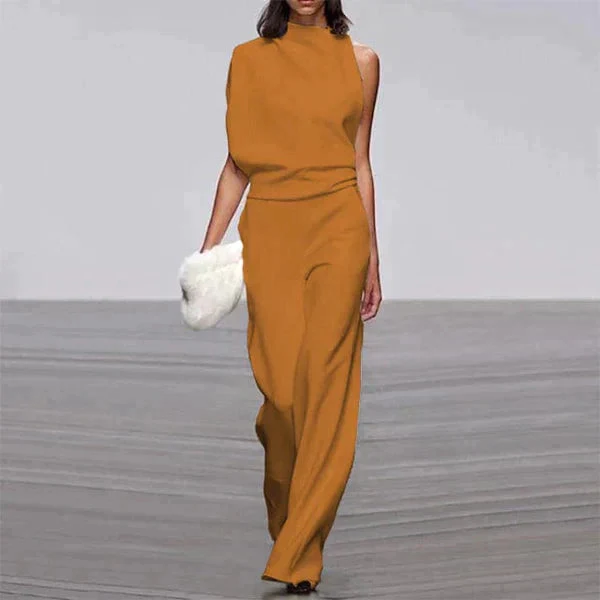 Ladies Jumpsuit - One Shoulder - Fitted Model - Wide Legs - Elegant Design - Image 6