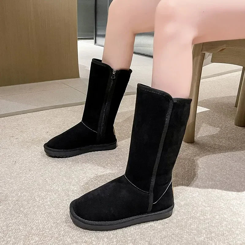 Women's Boots - Suede - Warm Lining - Flat Sole - Comfortable Casual Model - Image 2