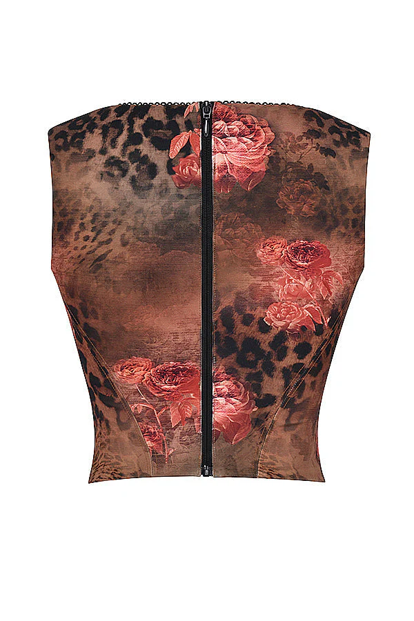 Ladies Corset Top - Fitted Model - Wide Straps - Square Neckline - Trendy Print - Image 10