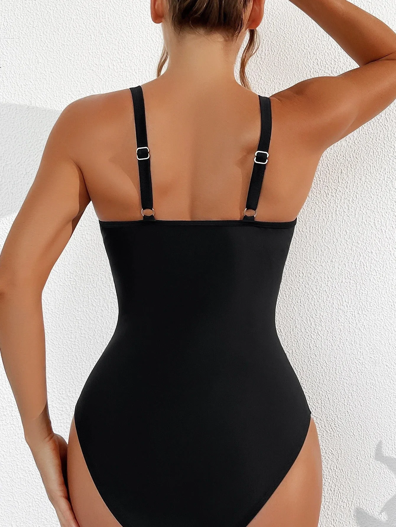 Ladies Swimsuit – Mesh Details – V-Neck – High Cut – Adjustable Straps – Comfort Fit - Image 4