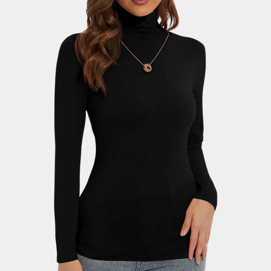 Ladies Turtleneck Top – Slim Fit – Long Sleeve – Comfort Stretch – Elegant Base Layer - Image 2