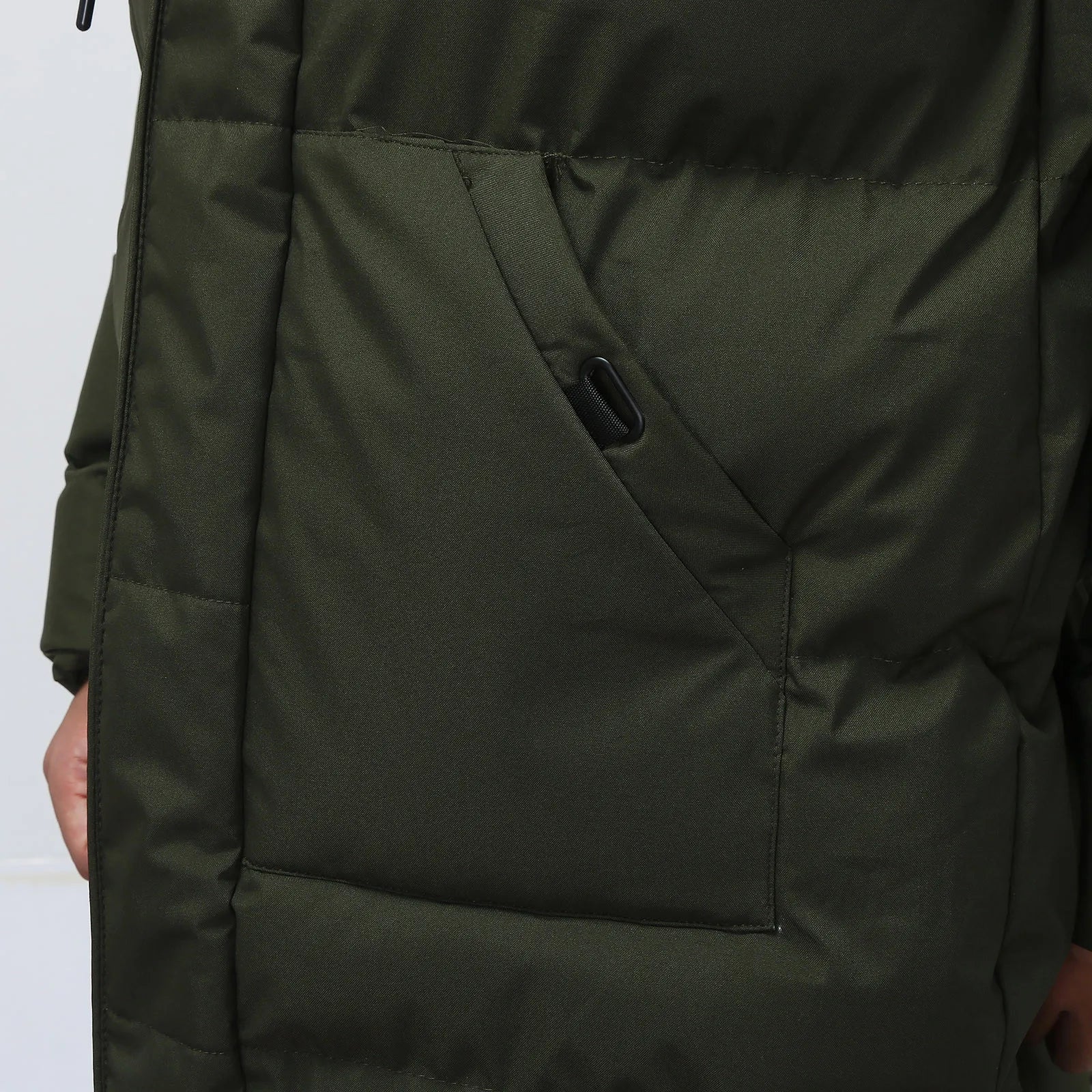 Men's Quilted Jacket – Water-Repellent – Adjustable Hood – Long Length – Casual Warmth - Image 6