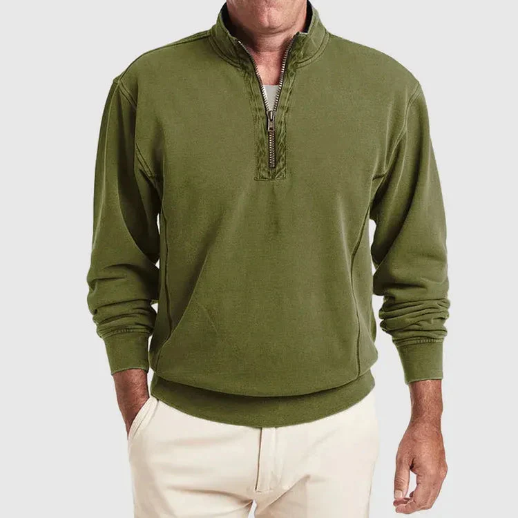 Men's Sweatshirt – Quarter-Zip – Regular Fit – Long Sleeves – Comfortable Cotton Blend - Image 10
