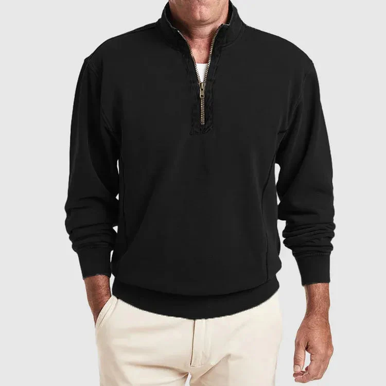 Men's Sweatshirt – Quarter-Zip – Regular Fit – Long Sleeves – Comfortable Cotton Blend - Image 3