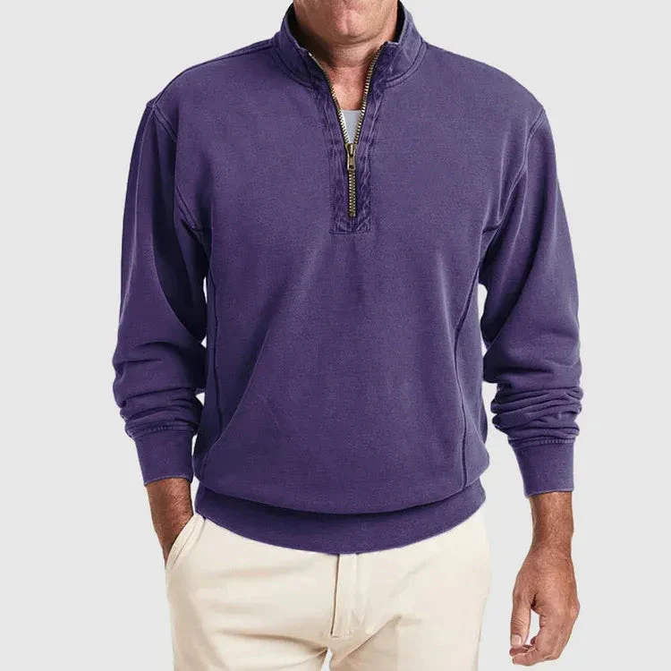 Men's Sweatshirt – Quarter-Zip – Regular Fit – Long Sleeves – Comfortable Cotton Blend - Image 5