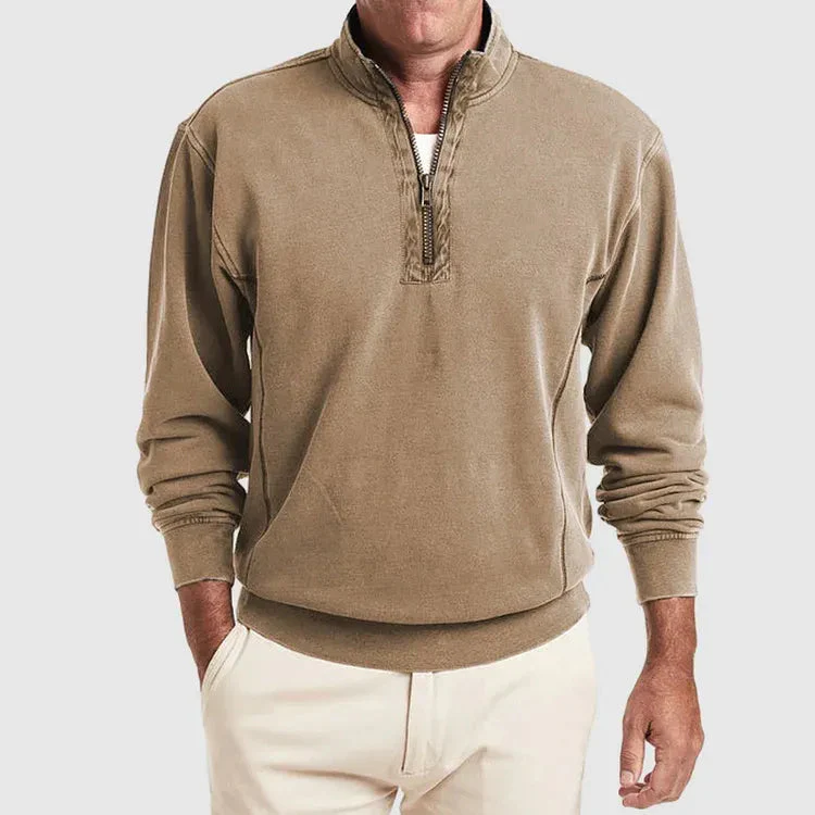 Men's Sweatshirt – Quarter-Zip – Regular Fit – Long Sleeves – Comfortable Cotton Blend - Image 6