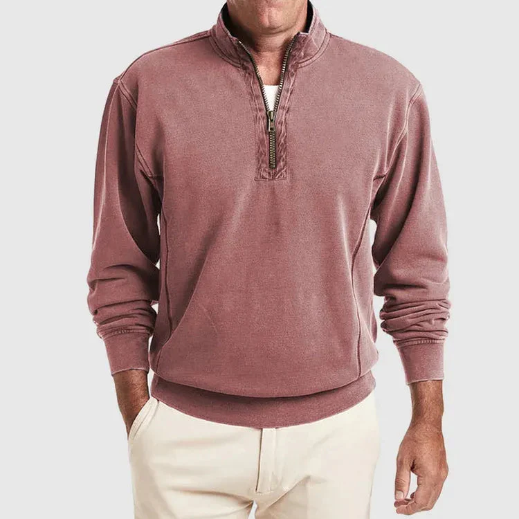 Men's Sweatshirt – Quarter-Zip – Regular Fit – Long Sleeves – Comfortable Cotton Blend - Image 7