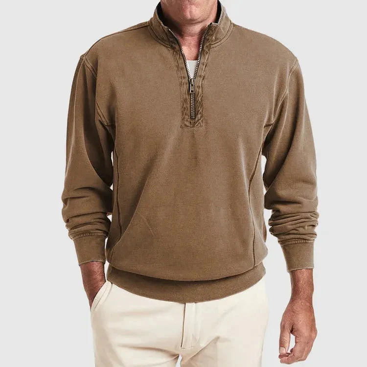 Men's Sweatshirt – Quarter-Zip – Regular Fit – Long Sleeves – Comfortable Cotton Blend - Image 8