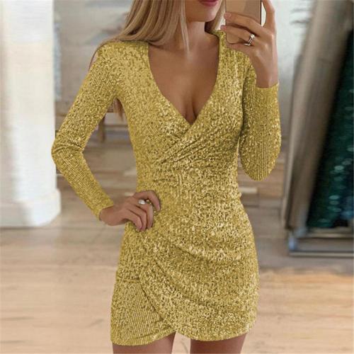 Women's Mini Dress – Long Sleeves – V-Neck – Wrap Style – Elegant Tailored Fit - Image 6