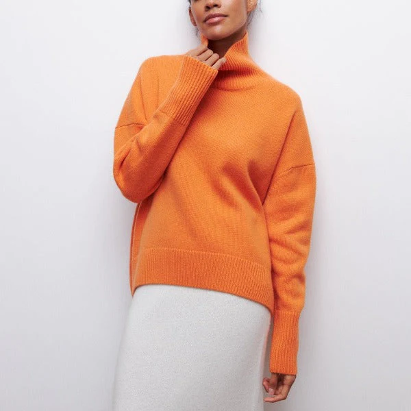 Women's Turtleneck Sweater – Oversized Fit – Soft Knitted Fabric – Ribbed Cuffs - Image 2
