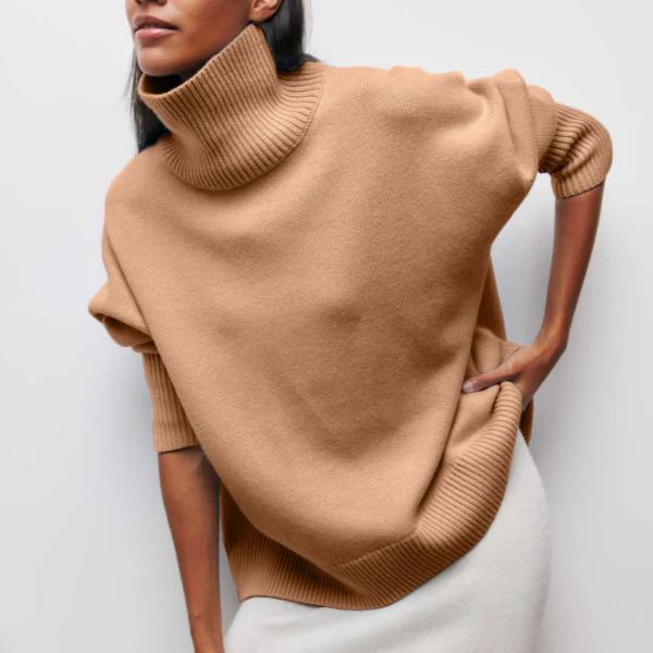 Women's Turtleneck Sweater – Oversized Fit – Soft Knitted Fabric – Ribbed Cuffs - Image 5
