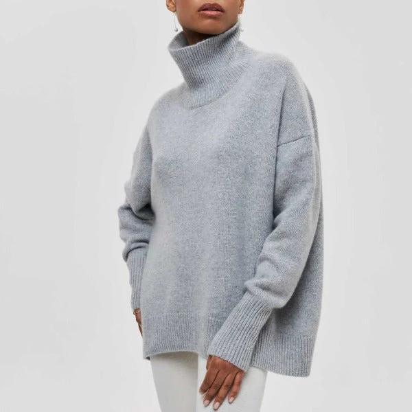 Women's Turtleneck Sweater – Oversized Fit – Soft Knitted Fabric – Ribbed Cuffs - Image 7