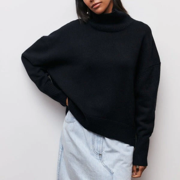 Women's Turtleneck Sweater – Oversized Fit – Soft Knitted Fabric – Ribbed Cuffs - Image 8