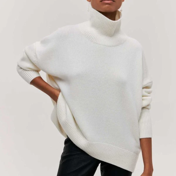 Women's Turtleneck Sweater – Oversized Fit – Soft Knitted Fabric – Ribbed Cuffs - Image 9