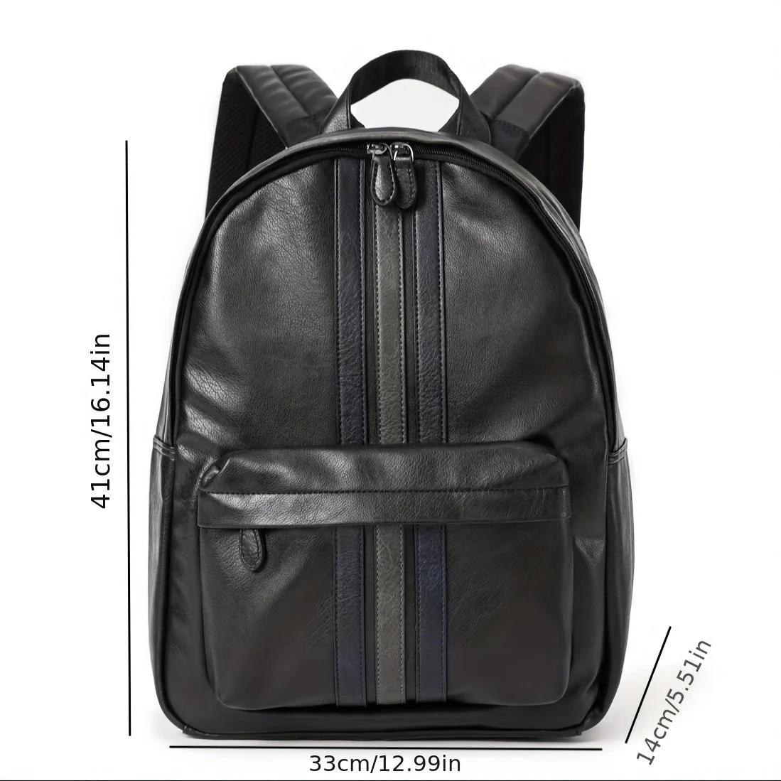 Unisex Backpack – Faux Leather – Structured Design – Front Pocket with Zipper – Adjustable Straps - Image 5