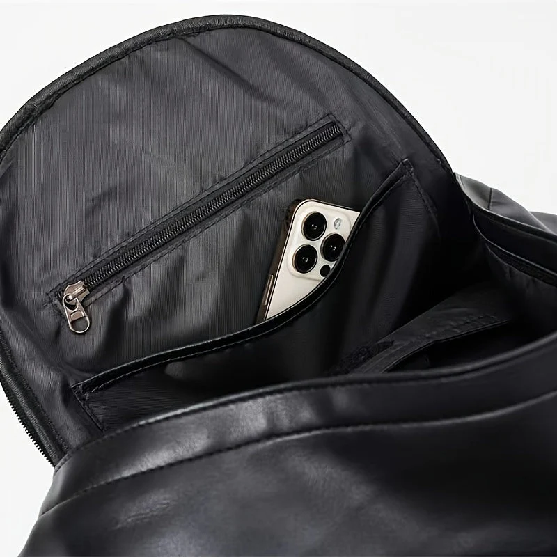 Unisex Backpack – Faux Leather – Structured Design – Front Pocket with Zipper – Adjustable Straps - Image 8