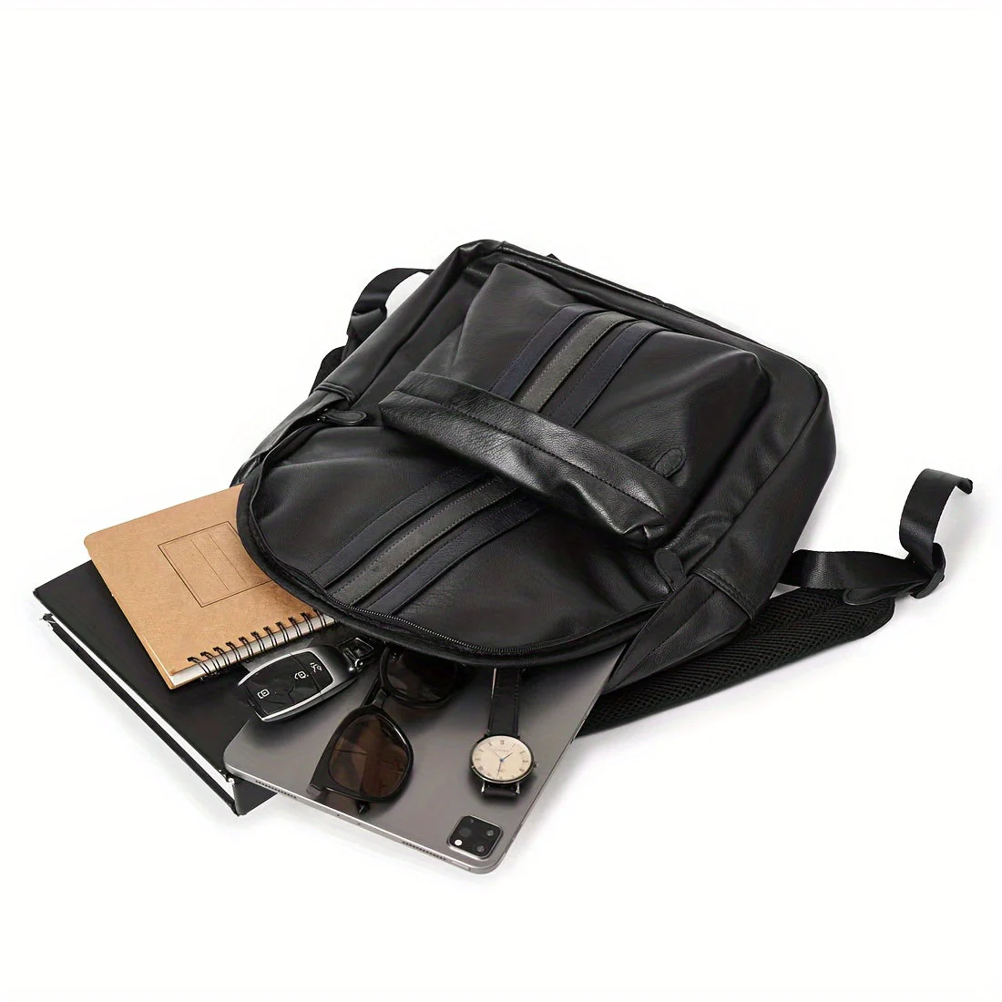 Unisex Backpack – Faux Leather – Structured Design – Front Pocket with Zipper – Adjustable Straps - Image 9