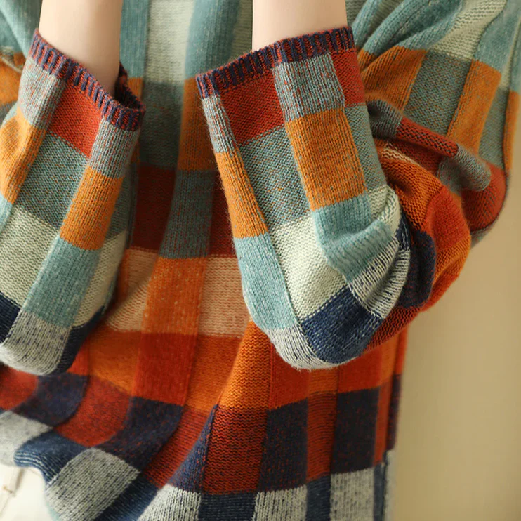 Women's Sweater - Knitted Pullover - Diamond Pattern - Comfortable Oversized Fit - Image 7