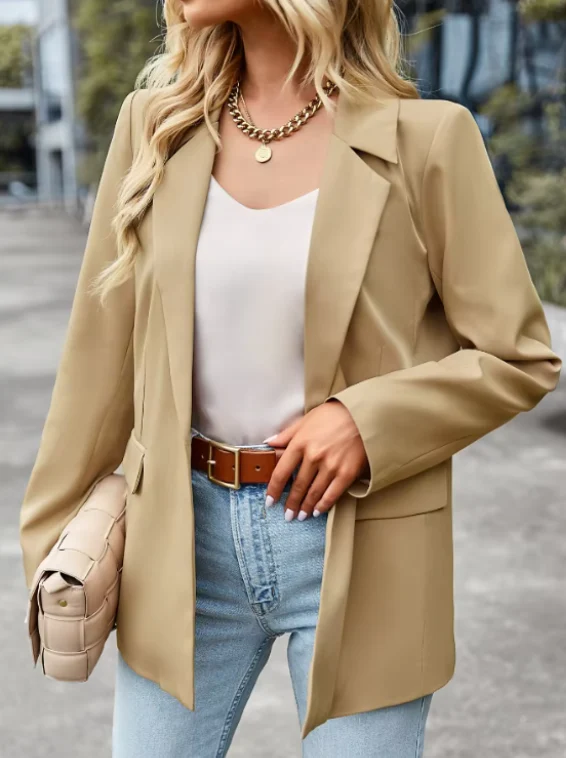 Women's Blazer - Tailored Fit - Classic Lapels - Hip Length - Formal Look - Image 3