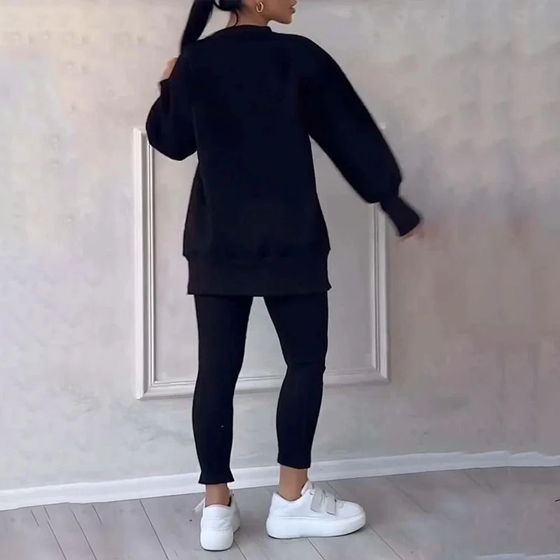 Ladies Loungewear Set – Oversized Sweatshirt & Slim Fit Legging – Casual Comfort - Image 2