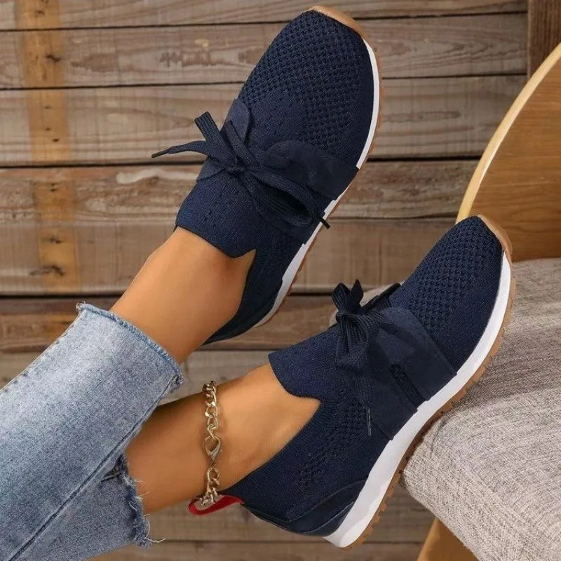 Women's Sneakers - Breathable Knitted Upper - Slip-on - Comfortable Rubber Sole - Image 4