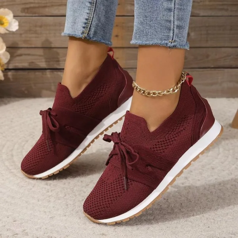 Women's Sneakers - Breathable Knitted Upper - Slip-on - Comfortable Rubber Sole - Image 5