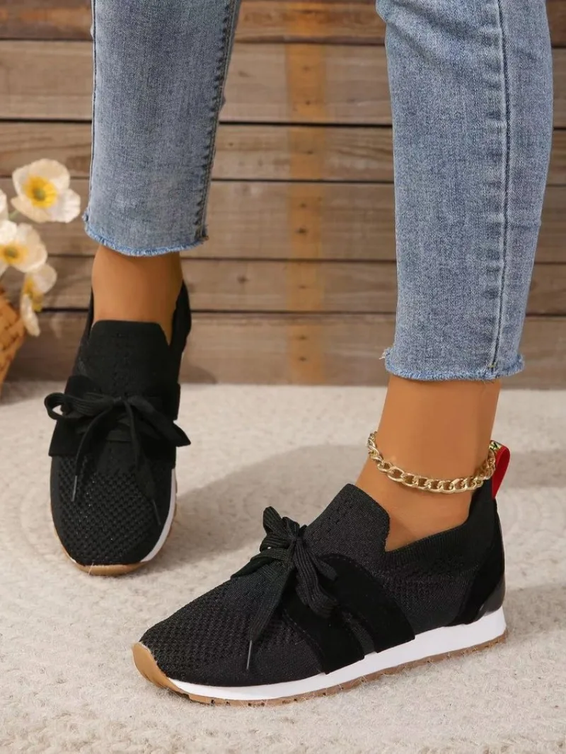 Women's Sneakers - Breathable Knitted Upper - Slip-on - Comfortable Rubber Sole - Image 6