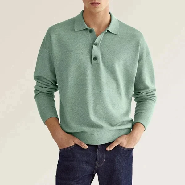 Men's Polo Shirt – Long Sleeves – Regular Fit – Breathable Cotton – Ribbed Cuffs - Image 2