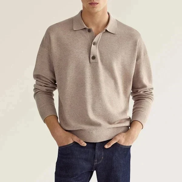 Men's Polo Shirt – Long Sleeves – Regular Fit – Breathable Cotton – Ribbed Cuffs - Image 4
