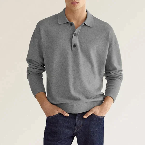 Men's Polo Shirt – Long Sleeves – Regular Fit – Breathable Cotton – Ribbed Cuffs - Image 6