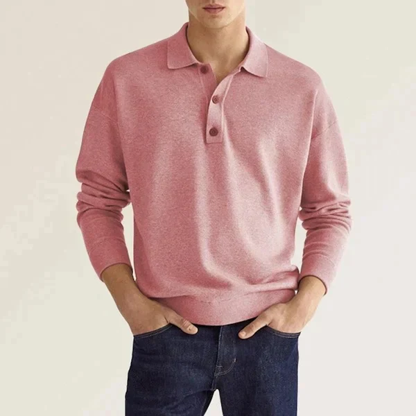 Men's Polo Shirt – Long Sleeves – Regular Fit – Breathable Cotton – Ribbed Cuffs - Image 7