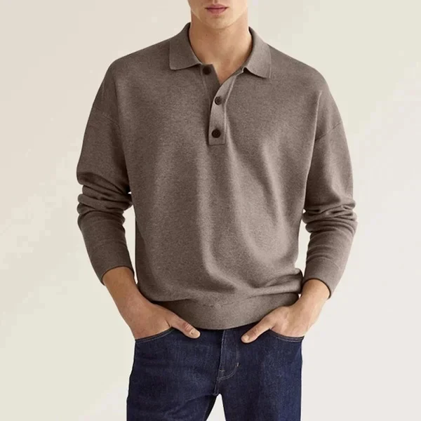Men's Polo Shirt – Long Sleeves – Regular Fit – Breathable Cotton – Ribbed Cuffs - Image 8