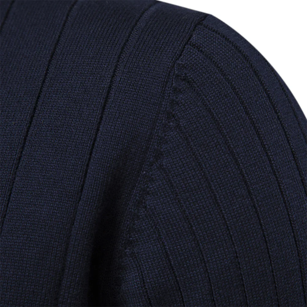 Men's Sweater – Ribbed Knit – Half Zip – Stand Collar – Regular Fit – Long Sleeve - Image 7