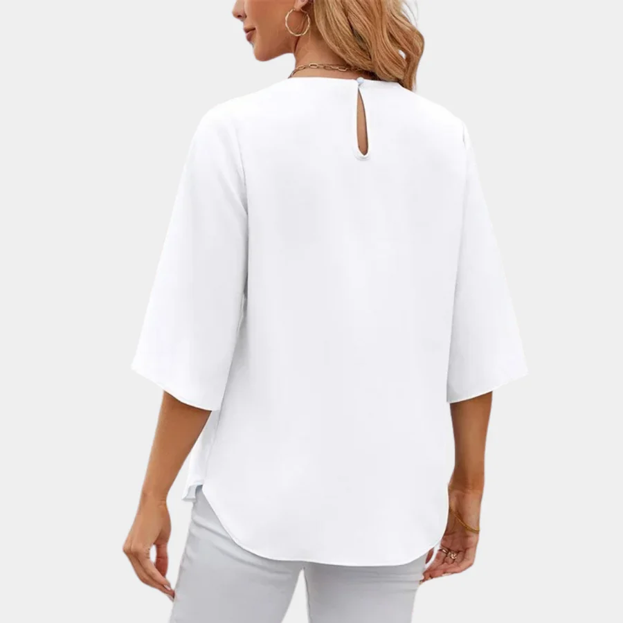 Ladies Blouse – Loose Fit – Round Neck – 3/4 Sleeve with Slit – Elegant Fit - Image 2