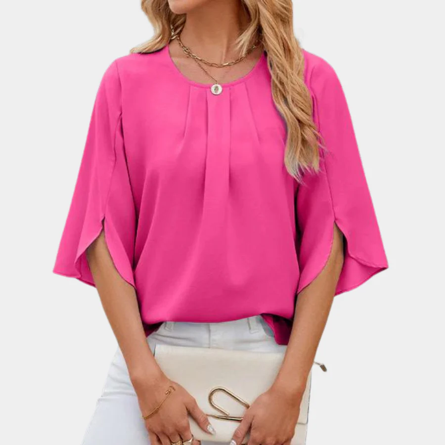 Ladies Blouse – Loose Fit – Round Neck – 3/4 Sleeve with Slit – Elegant Fit - Image 3