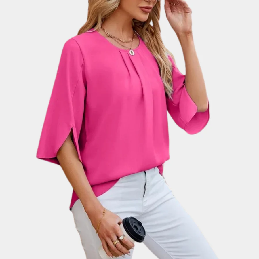 Ladies Blouse – Loose Fit – Round Neck – 3/4 Sleeve with Slit – Elegant Fit - Image 4