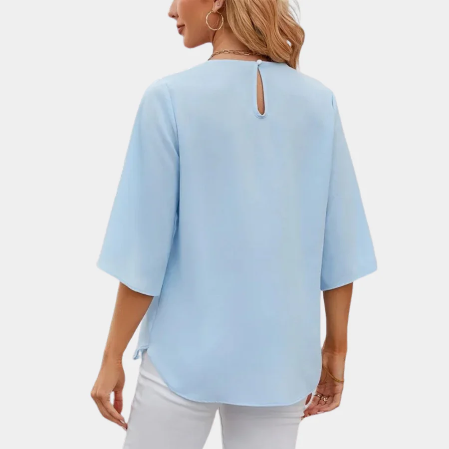 Ladies Blouse – Loose Fit – Round Neck – 3/4 Sleeve with Slit – Elegant Fit - Image 5
