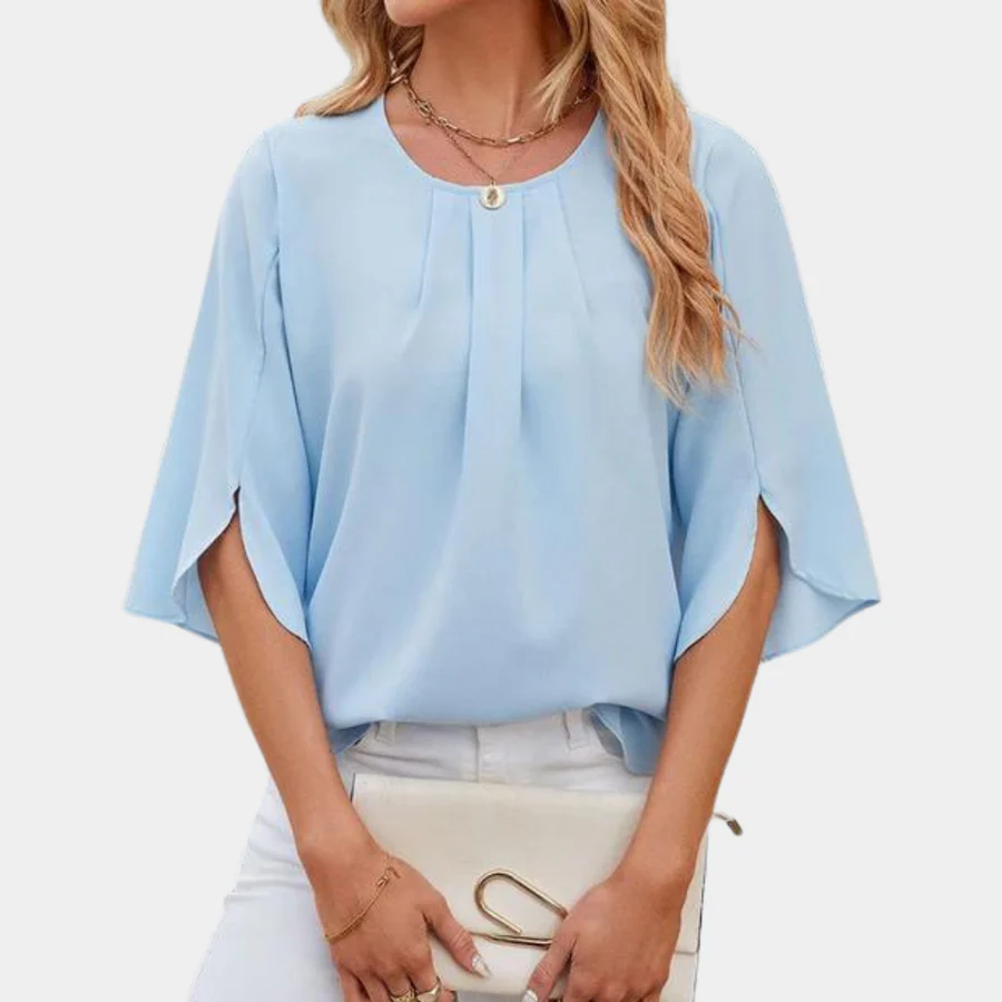 Ladies Blouse – Loose Fit – Round Neck – 3/4 Sleeve with Slit – Elegant Fit - Image 6