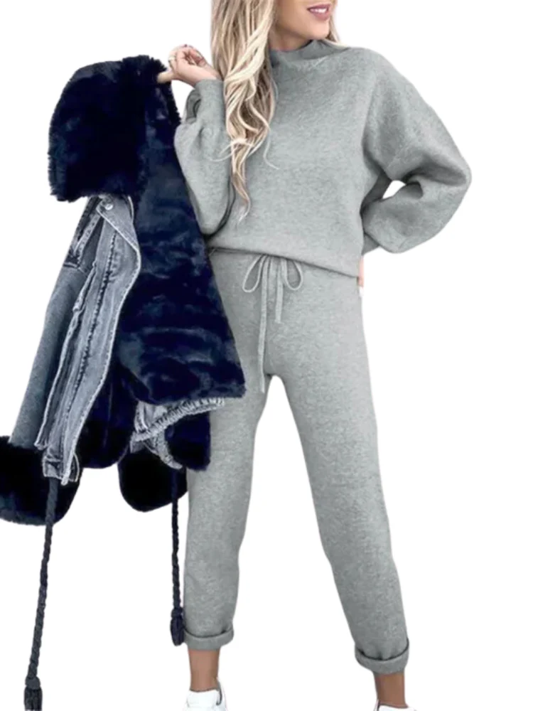 Women's Tracksuit – Soft Cotton Blend – Relaxed Fit – Sweater & Jogging Pants Set - Image 3