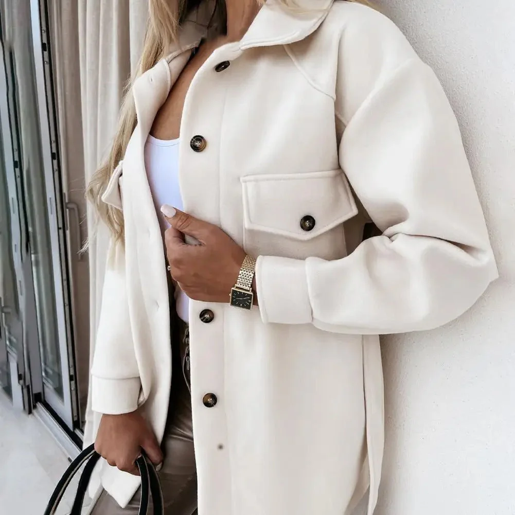 Women's Overshirt Jacket – Oversized Fit – Cotton Blend – Long Sleeves – Utility Style - Image 3