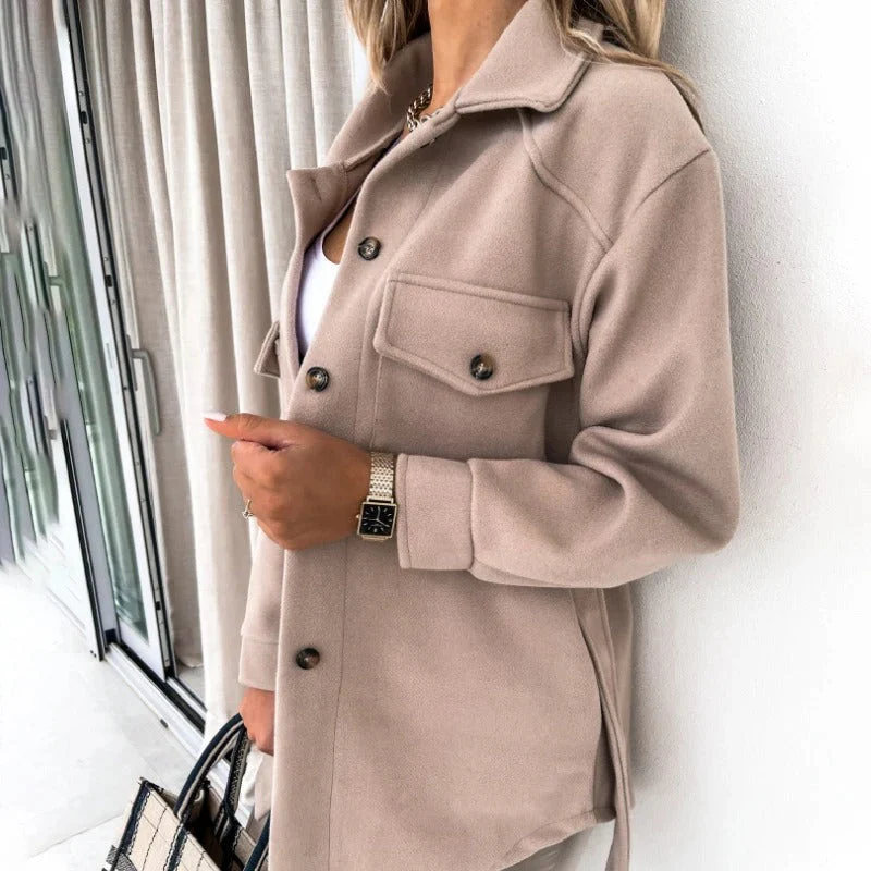 Women's Overshirt Jacket – Oversized Fit – Cotton Blend – Long Sleeves – Utility Style - Image 5