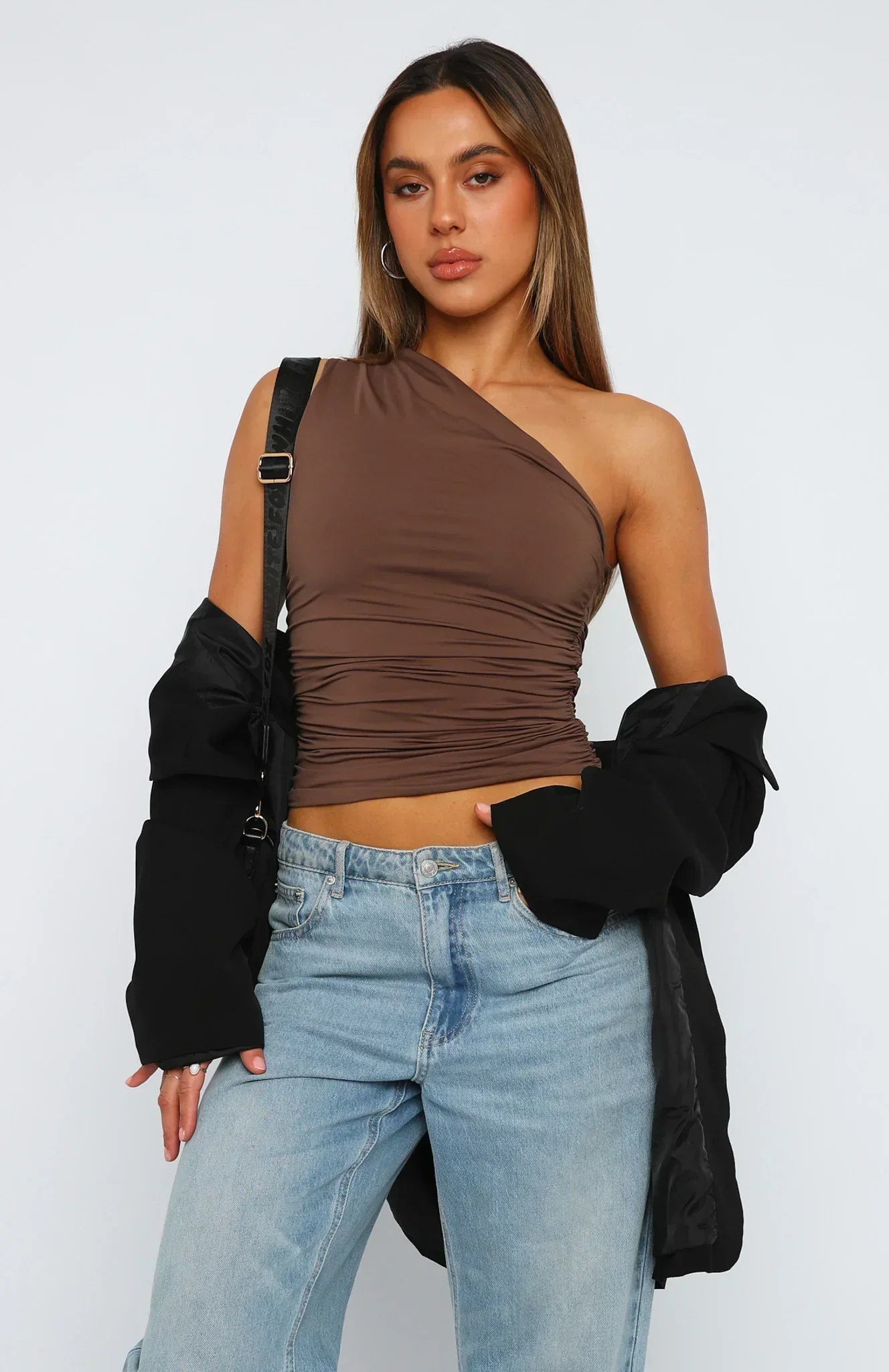 Ladies One-Shoulder Top – Asymmetrical Neckline – Fitted – Ruffles – Elastic Comfort - Image 19