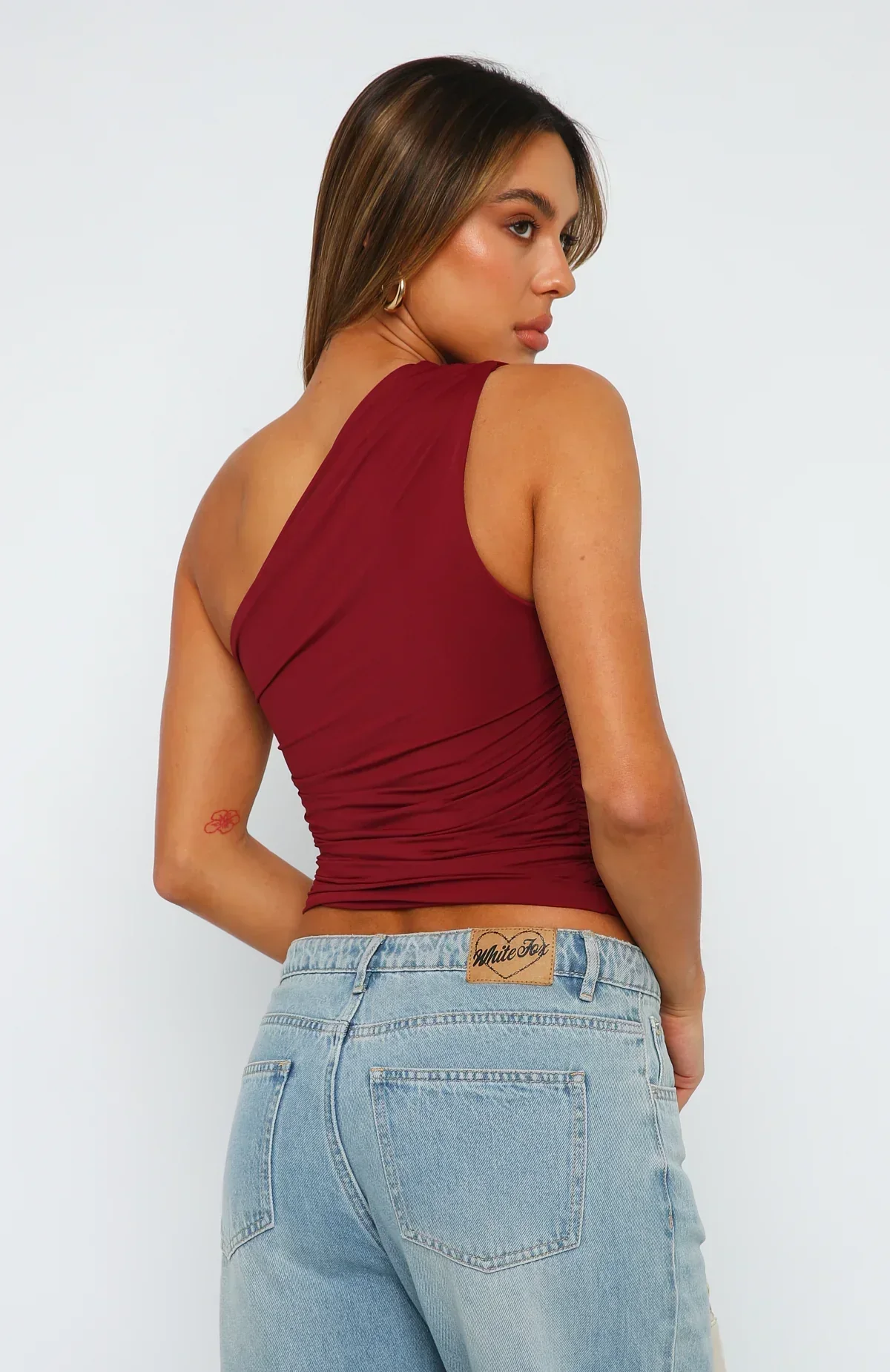Ladies One-Shoulder Top – Asymmetrical Neckline – Fitted – Ruffles – Elastic Comfort - Image 2