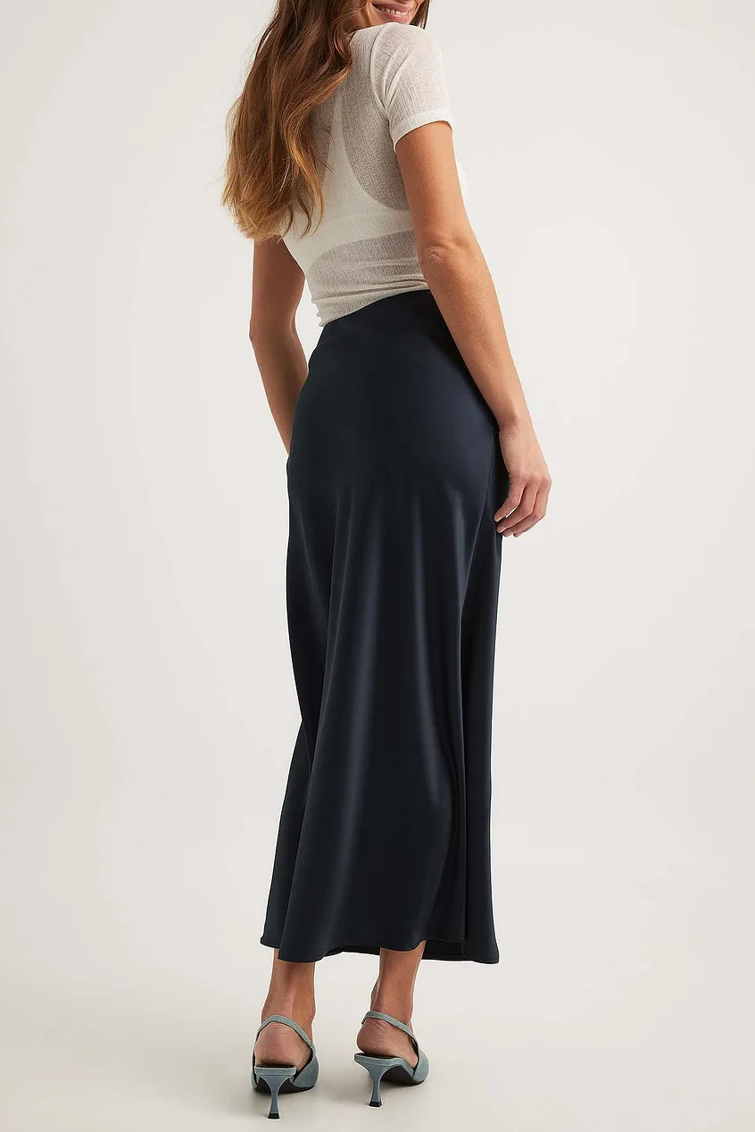 Women's Maxi Skirt – Satin – A-Line – Elegant Long Cut – Shiny Finish - Image 11